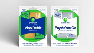 Visa Debit Card | Reloadable Debit Card | Green Dot. Visa. Debit Card. 24/7 access to banking features to help you better manage, control and budget your money - anytime, anywhere you need it. Find a retailer. Did you acquire a card at a financial service center? (location offering check cashing, payday loans, money transfers)